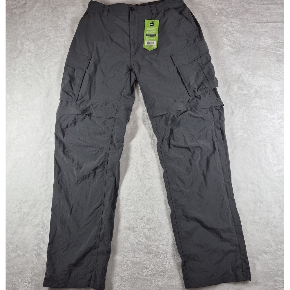 REI Sahara Convertible Pants Men's Large 34" Inseam Gray Outdoor Hiking NWT